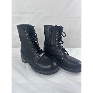 Xelement Black Leather Motorcycle Biker Grunge Combat Boots Women's 10 Zip